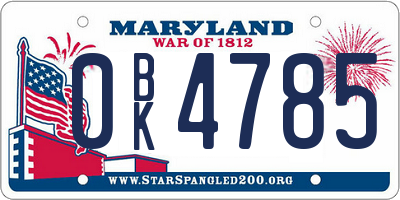 MD license plate 0BK4785