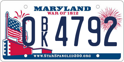 MD license plate 0BK4792