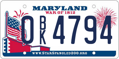 MD license plate 0BK4794
