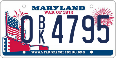 MD license plate 0BK4795