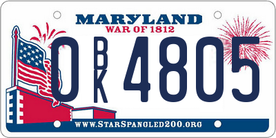 MD license plate 0BK4805