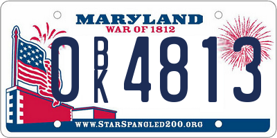 MD license plate 0BK4813