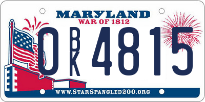 MD license plate 0BK4815