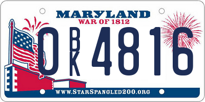 MD license plate 0BK4816