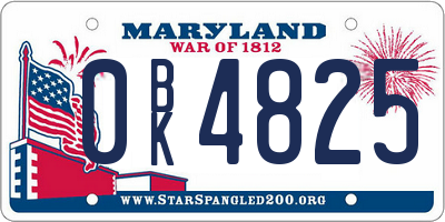 MD license plate 0BK4825