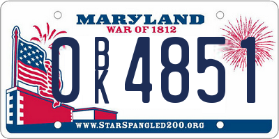 MD license plate 0BK4851