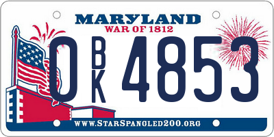 MD license plate 0BK4853