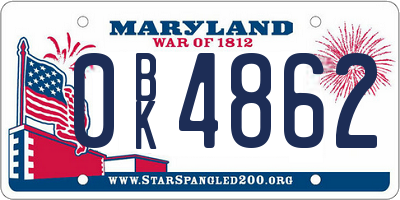 MD license plate 0BK4862