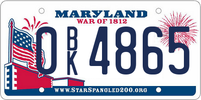 MD license plate 0BK4865