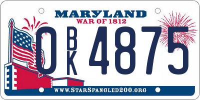 MD license plate 0BK4875