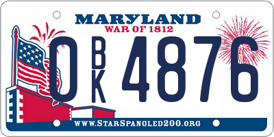 MD license plate 0BK4876