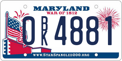 MD license plate 0BK4881