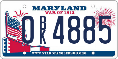 MD license plate 0BK4885