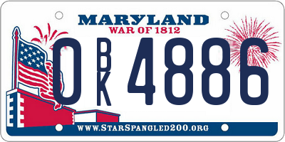 MD license plate 0BK4886