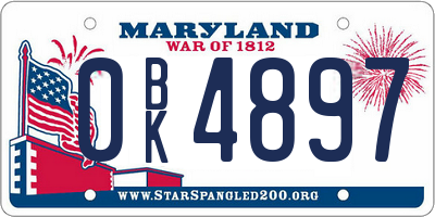 MD license plate 0BK4897
