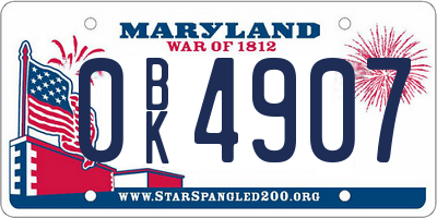 MD license plate 0BK4907