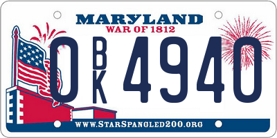 MD license plate 0BK4940