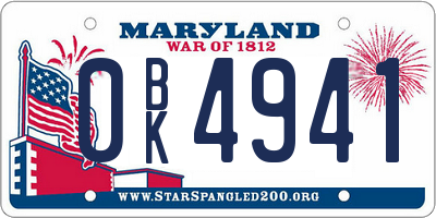 MD license plate 0BK4941
