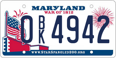 MD license plate 0BK4942
