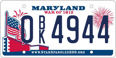 MD license plate 0BK4944