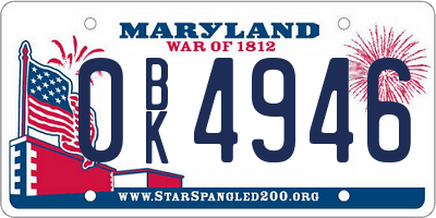 MD license plate 0BK4946