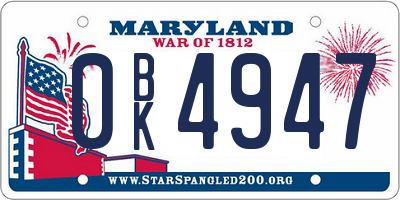 MD license plate 0BK4947