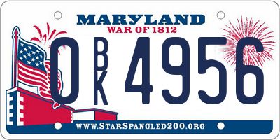 MD license plate 0BK4956