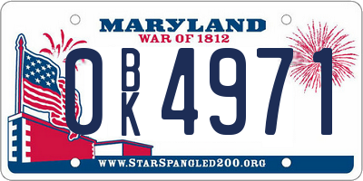 MD license plate 0BK4971