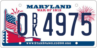 MD license plate 0BK4975