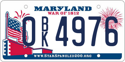 MD license plate 0BK4976