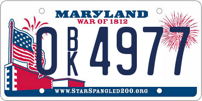 MD license plate 0BK4977
