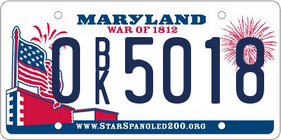MD license plate 0BK5018
