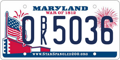 MD license plate 0BK5036