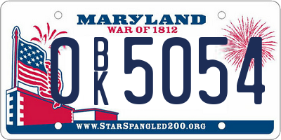 MD license plate 0BK5054