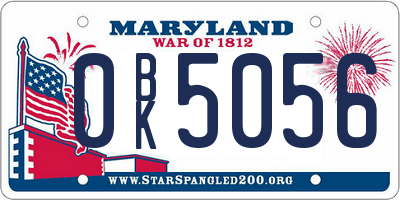 MD license plate 0BK5056