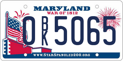 MD license plate 0BK5065