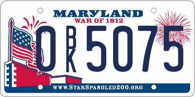 MD license plate 0BK5075