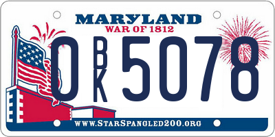 MD license plate 0BK5078