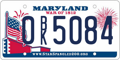 MD license plate 0BK5084