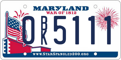 MD license plate 0BK5111