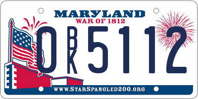 MD license plate 0BK5112