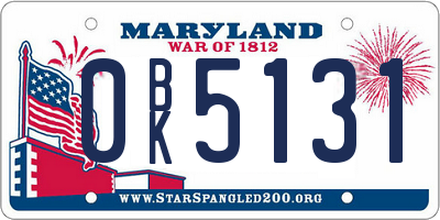 MD license plate 0BK5131