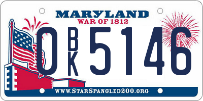 MD license plate 0BK5146