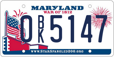 MD license plate 0BK5147