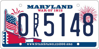 MD license plate 0BK5148