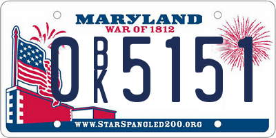 MD license plate 0BK5151