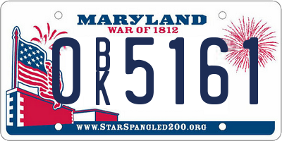 MD license plate 0BK5161
