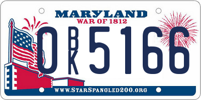MD license plate 0BK5166