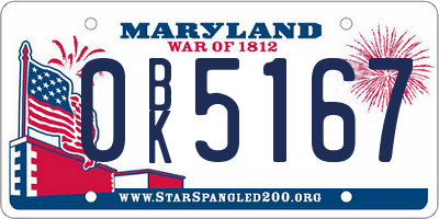 MD license plate 0BK5167