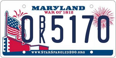 MD license plate 0BK5170